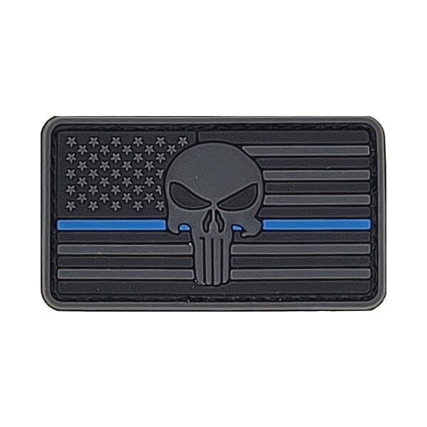 GSS - American Flag and Skull Tactical Rubber Patch With Velcro Animals & Pet Supplies German Shepherd Shop Charcoal-Thin Blue Line