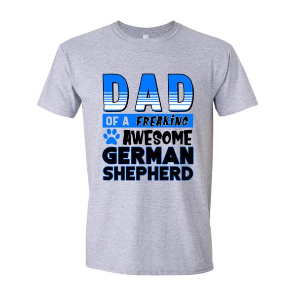 GSS - Dad Of An Awesome German Shepherd T-Shirts German Shepherd Shop Gildan Men's Crewneck Heather Gray S