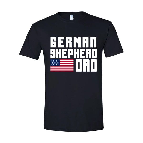 GSS - German Shepherd Dad Flag T-Shirt German Shepherd Shop Gildan Men's Crewneck Black S