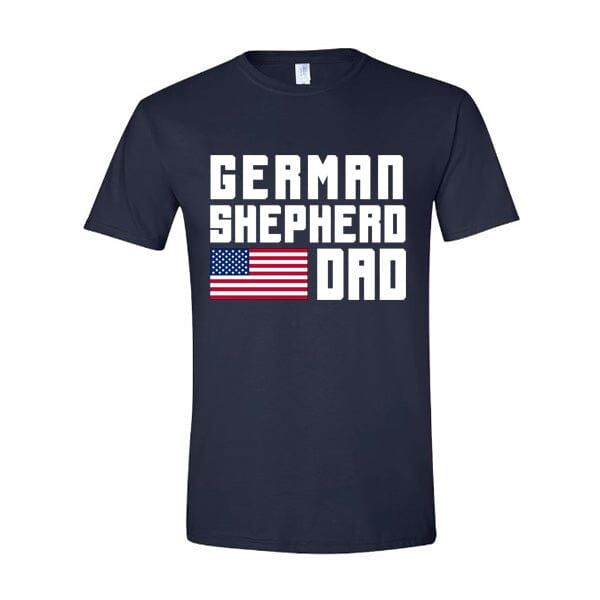 GSS - German Shepherd Dad Flag T-Shirt German Shepherd Shop Gildan Men's Crewneck Navy S