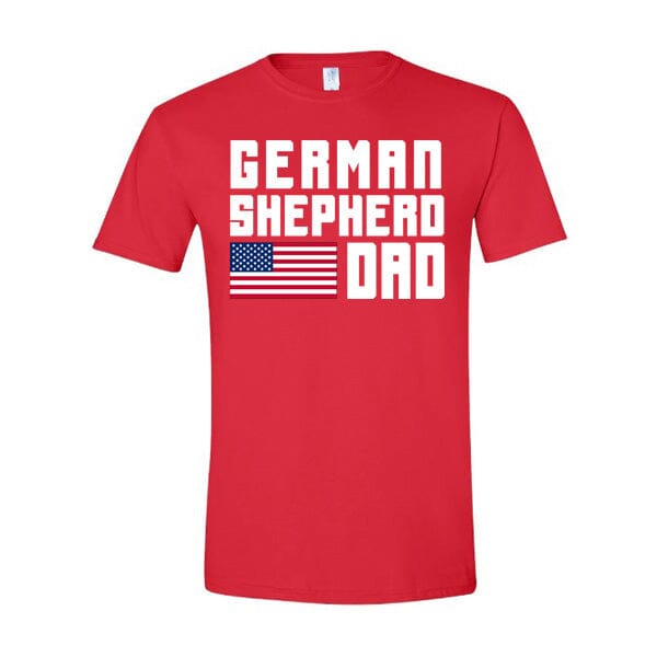 GSS - German Shepherd Dad Flag T-Shirt German Shepherd Shop Gildan Men's Crewneck Red S