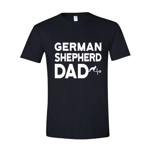 GSS - German Shepherd Dad Heartbeat T-Shirts German Shepherd Shop Gildan Men's Crewneck Black S