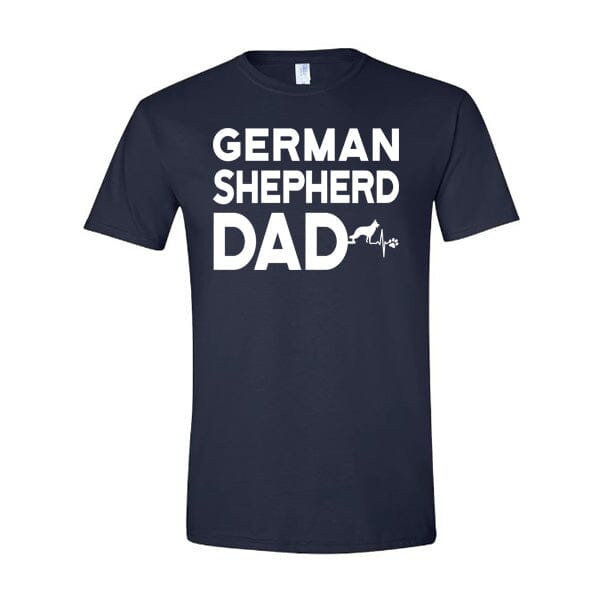 GSS - German Shepherd Dad Heartbeat T-Shirts German Shepherd Shop Gildan Men's Crewneck Navy S