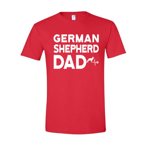 GSS - German Shepherd Dad Heartbeat T-Shirts German Shepherd Shop Gildan Men's Crewneck Red S