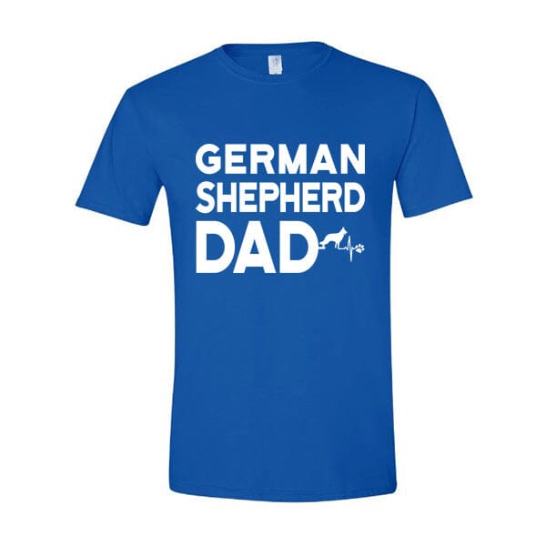 GSS - German Shepherd Dad Heartbeat T-Shirts German Shepherd Shop Gildan Men's Crewneck Royal Blue S