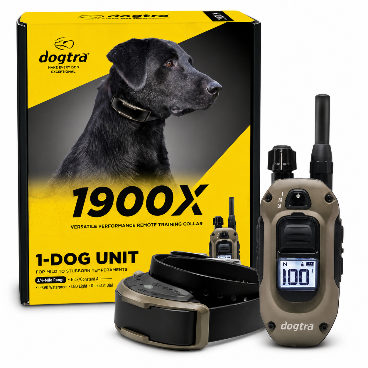 Dogtra 1900X 1-Dog Training Collar – 3/4-Mile Range, Waterproof & 3-Dog Expandable