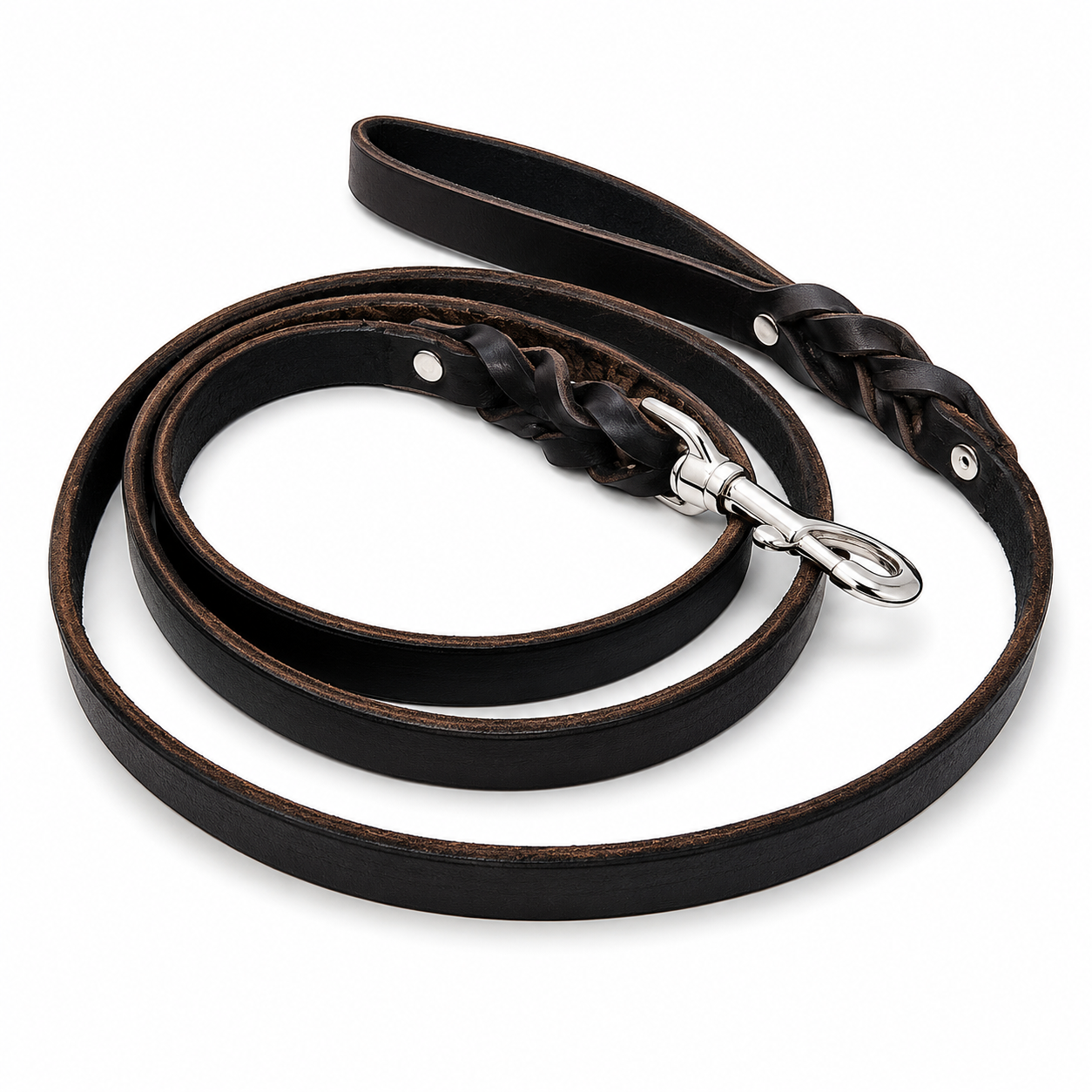 GSS - 3/4" Heavy Duty Harness Leather Dog Leash with Stainless-Steel Clasp