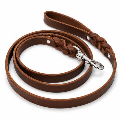 GSS - 3/4" Heavy Duty Harness Leather Dog Leash with Stainless-Steel Clasp
