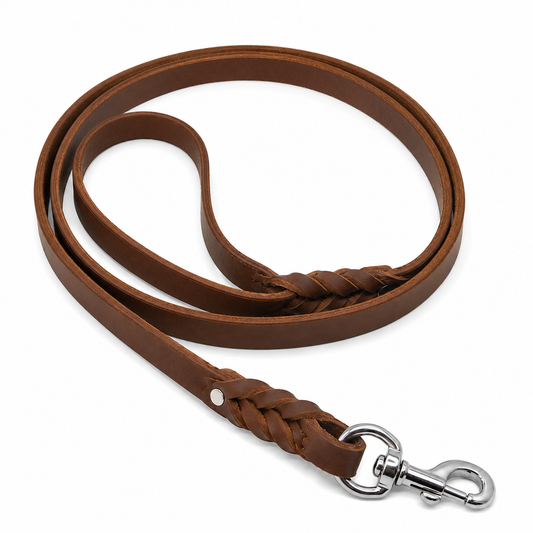 GSS 3/4" Heavy-Duty Harness Leather Dog Leash with Stainless Steel Clasp