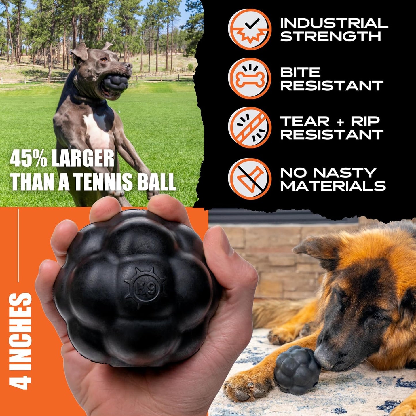 MONSTER K9 - Indestructible Rumble Ball - Guaranteed For Life