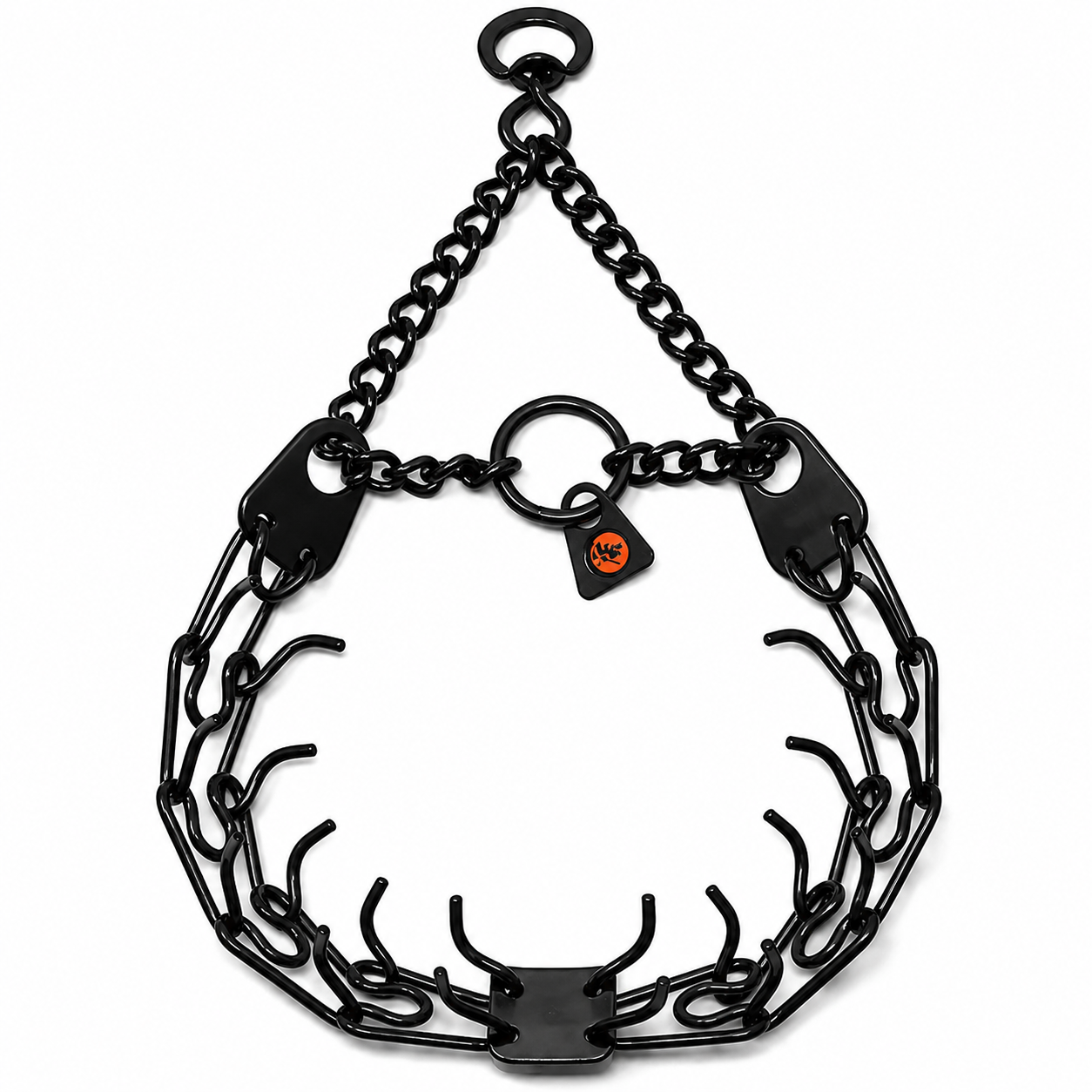 Herm Sprenger Black Stainless Steel ULTRA-PLUS Prong Collar – Swivel, Center Plate & Assembly Chain