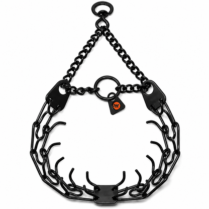 Herm Sprenger Black Stainless Steel ULTRA-PLUS Prong Collar – Swivel, Center Plate & Assembly Chain