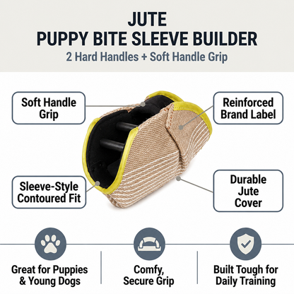FDT - Jute Puppy Bite Sleeve Builder with 2 Hard Handles & Soft Handle