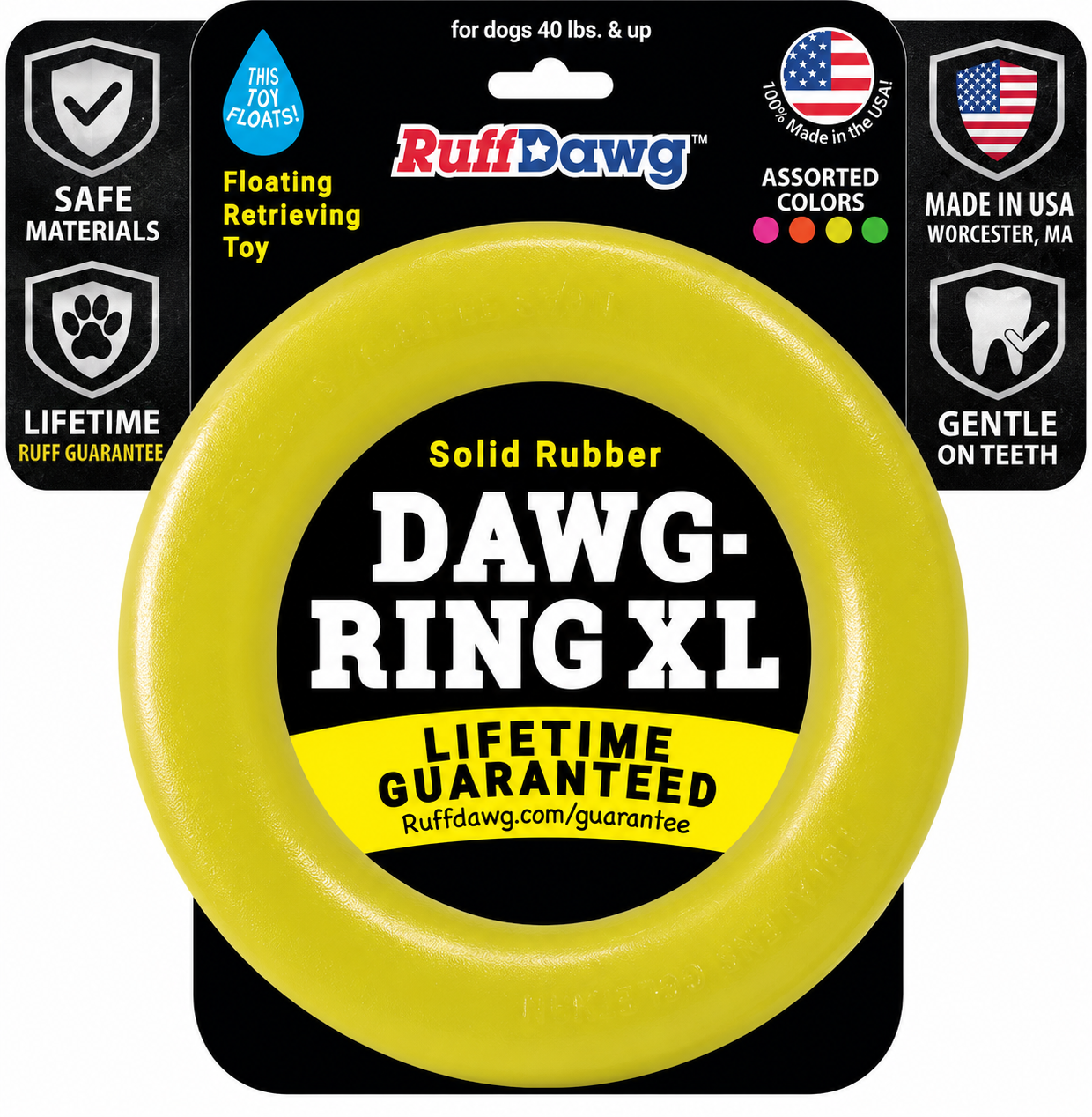 RUFF DAWG Dawg Ring for Aggressive Chewers – Floats, Bounces & Lifetime Guarantee