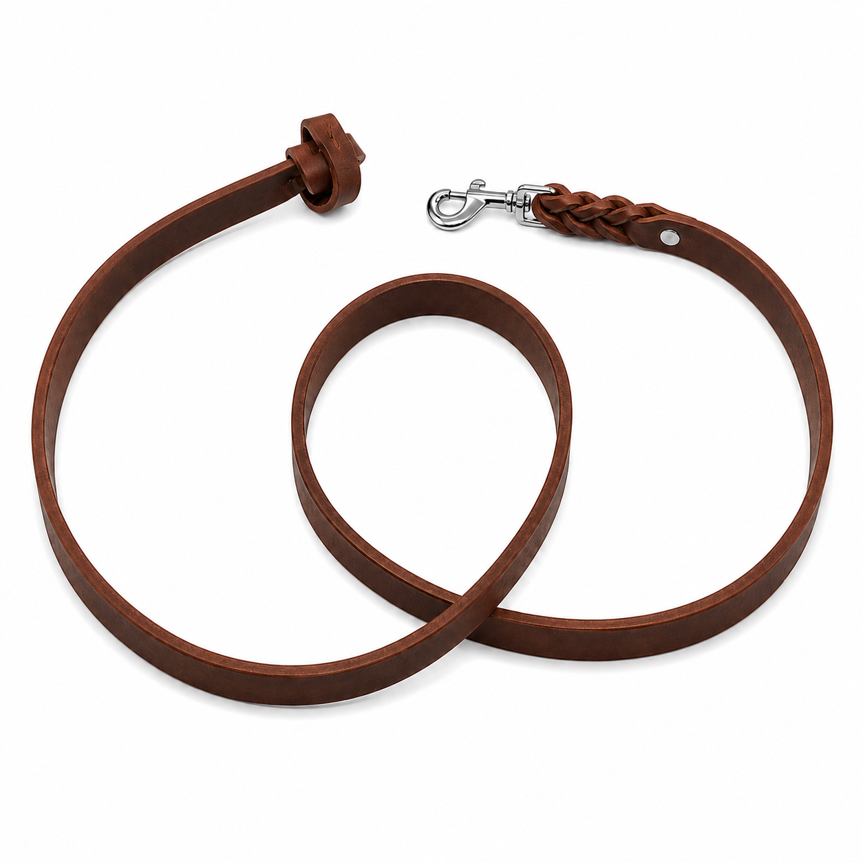 GSS Heavy-Duty Harness Leather Dog Leash with Knot Handle & Stainless Steel Clasp