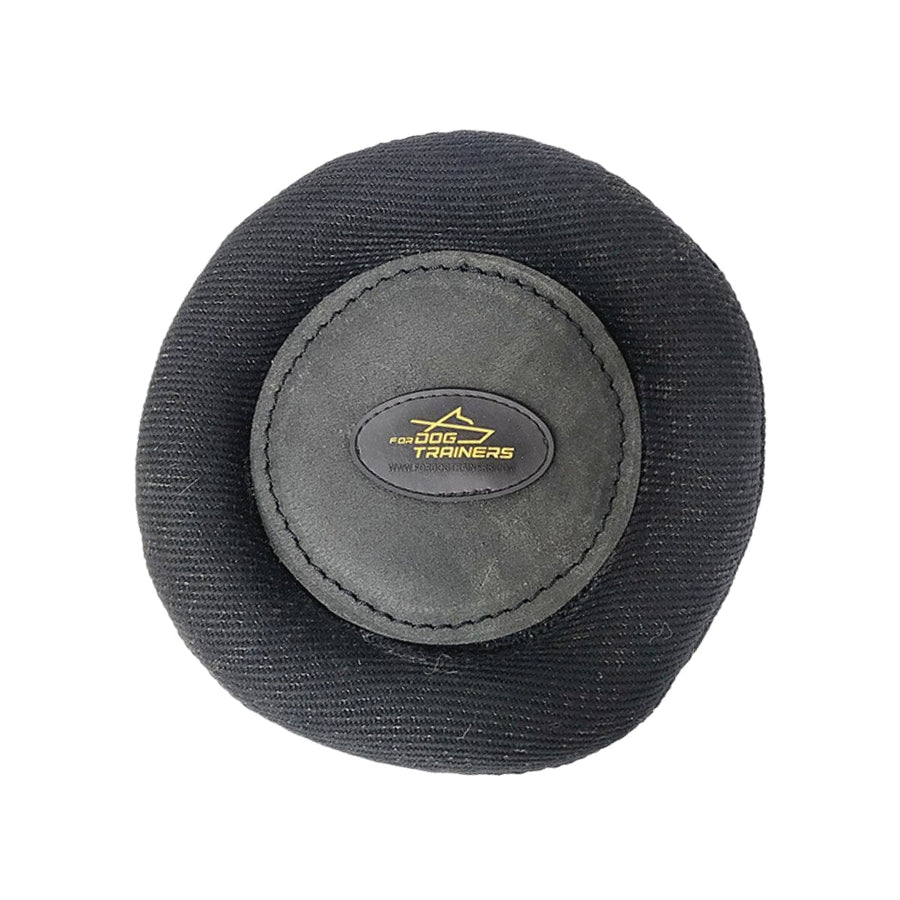 FOR DOG TRAINERS - 8" French Linen Frisbee Bite Tug For Dog Trainers Black 