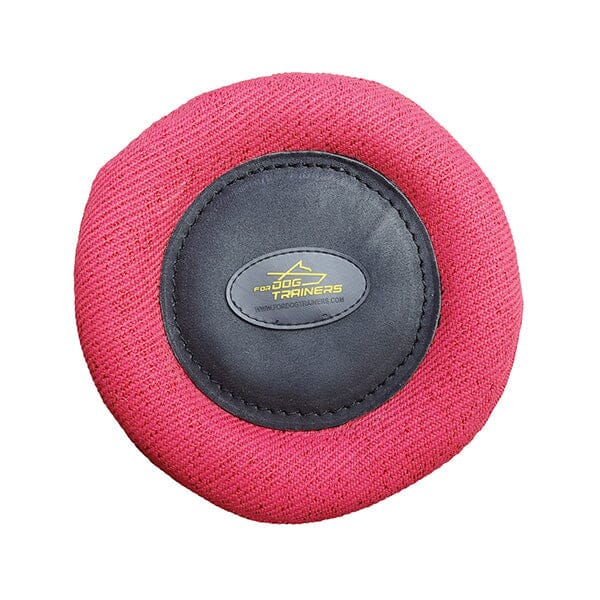 FOR DOG TRAINERS - 8" French Linen Frisbee Bite Tug in Red, durable for dogs