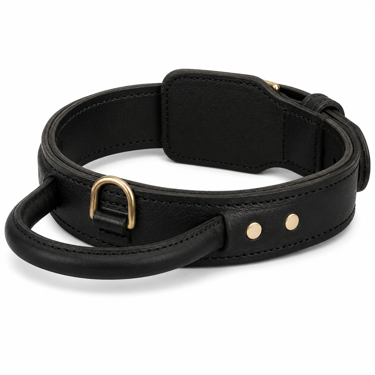 FDT Extra Durable 2-Ply Leather Collar with Handle – Heavy-Duty Working Dog Collar