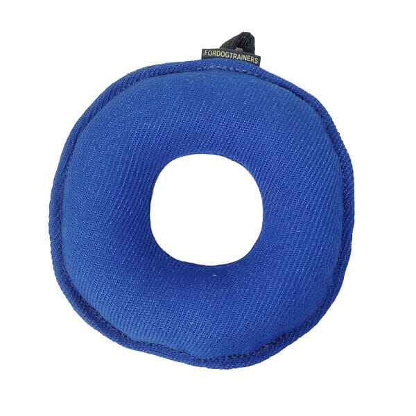 FOR DOG TRAINERS - French Linen Bagel Bite Tug in Blue, durable Pet Training Aids for dogs