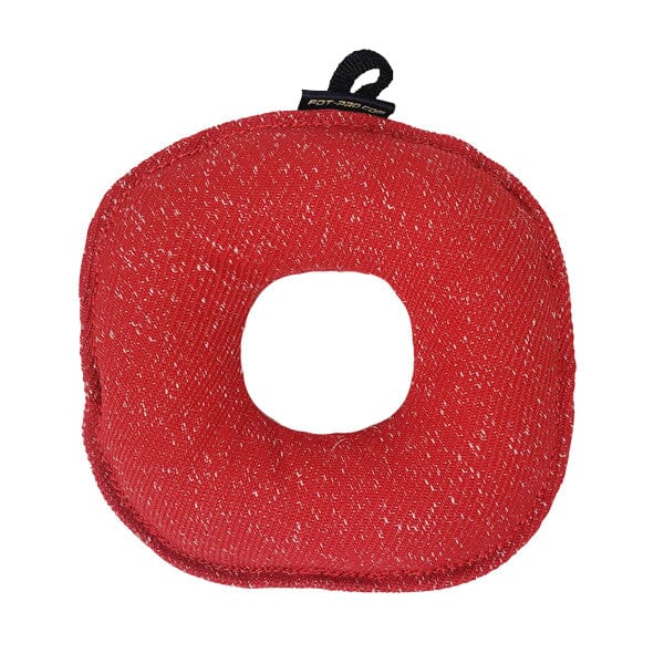 FOR DOG TRAINERS - French Linen Bagel Bite Tug in Red, durable Pet Training Aids for dogs