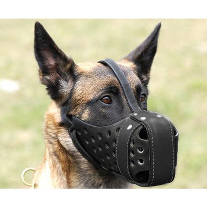 FOR DOG TRAINERS - Handcrafted Style Leather Dog Muzzle in , durable for dogs
