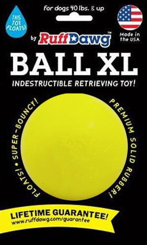 GOUGHNUTS - Heavy Duty Large "Maxx" Tug Black + RUFF DAWG - Indestructible Rubber Floating Ball XL - Lifetime Guarantee Indestructible Bundle Dog Toys German Shepherd Shop 