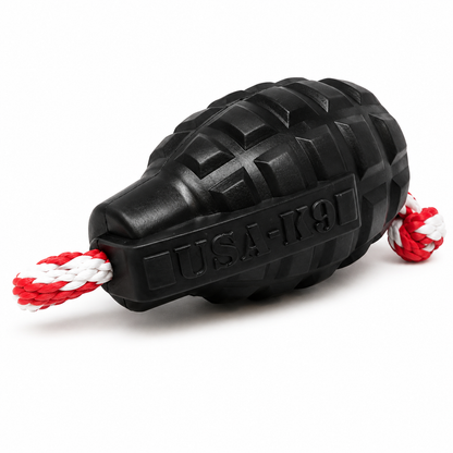 USA-K9 Magnum Grenade Chew Toy for Dogs – Ultra Durable Rubber, Treat Dispenser, Tug & Retrieving Toy