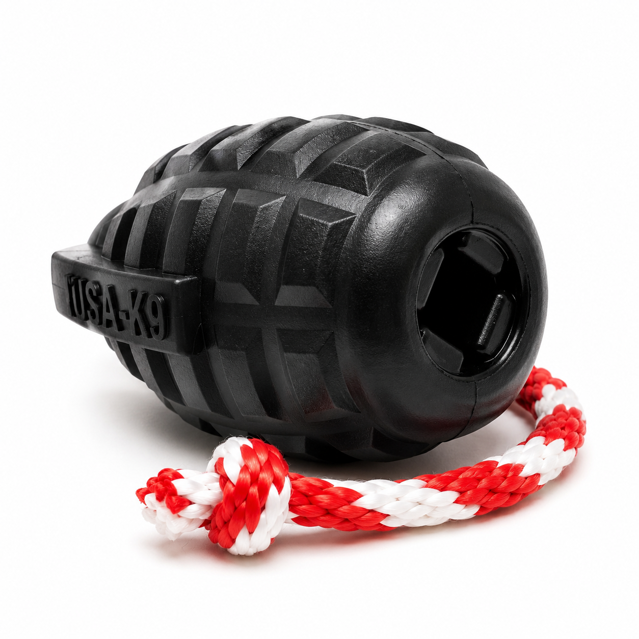 USA-K9 Magnum Grenade Chew Toy for Dogs – Ultra Durable Rubber, Treat Dispenser, Tug & Retrieving Toy