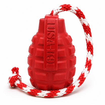 SODAPUP - USA-K9 Grenade Durable Rubber Chew Toy & Treat Dispenser - Red