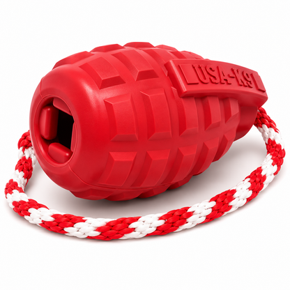 SODAPUP - USA-K9 Grenade Durable Rubber Chew Toy & Treat Dispenser - Red