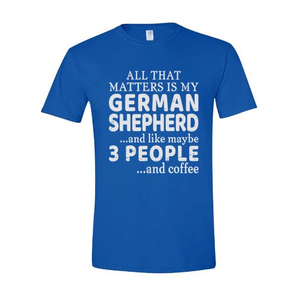 GSS - 3 People and Coffee T-Shirts German Shepherd Shop Gildan Men's Crewneck Royal Blue S