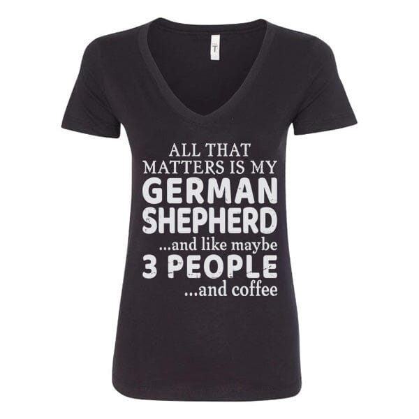 GSS - 3 People and Coffee T-Shirts German Shepherd Shop Next Level Women's V-Neck Black S