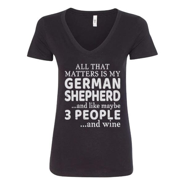 GSS - 3 People and Wine T-Shirts German Shepherd Shop Next Level Women's V-Neck Black S