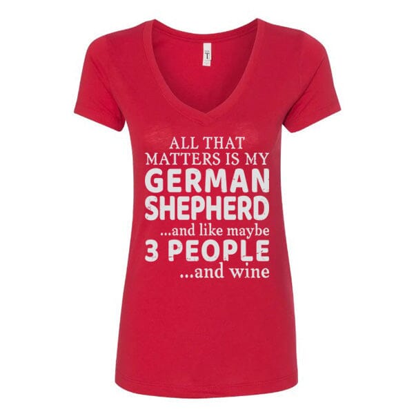 GSS - 3 People and Wine T-Shirts German Shepherd Shop Next Level Women's V-Neck Red S