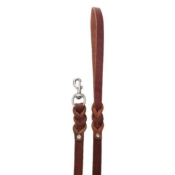 6 foot Rolled Leather Dog Leash Lead Brown/brass Black/Stainless Amish