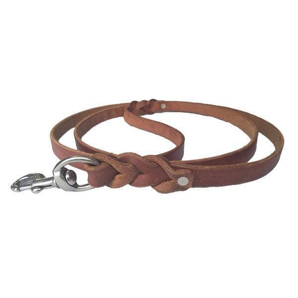 GSS - 3/4" Heavy Duty Harness Leather Dog Leash with Stainless-Steel Clasp Pet Collars & Harnesses German Shepherd Shop Brown 6ft 