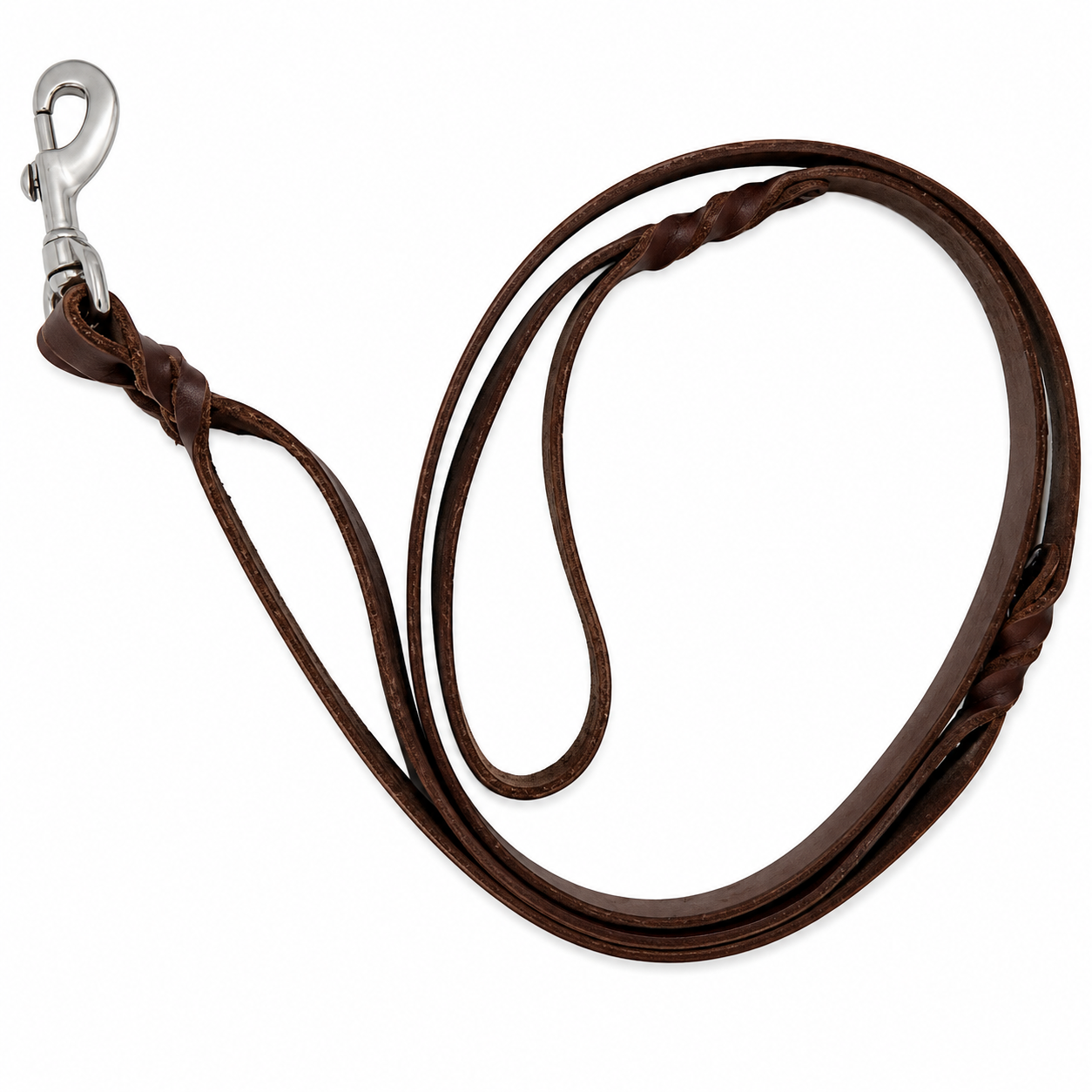 GSS 6ft x 3/4" Heavy-Duty Harness Leather Dog Leash with Dual Handles & Stainless Steel Clasp