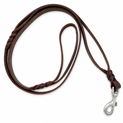 GSS 6ft x 3/4" Heavy-Duty Harness Leather Dog Leash with Dual Handles & Stainless Steel Clasp