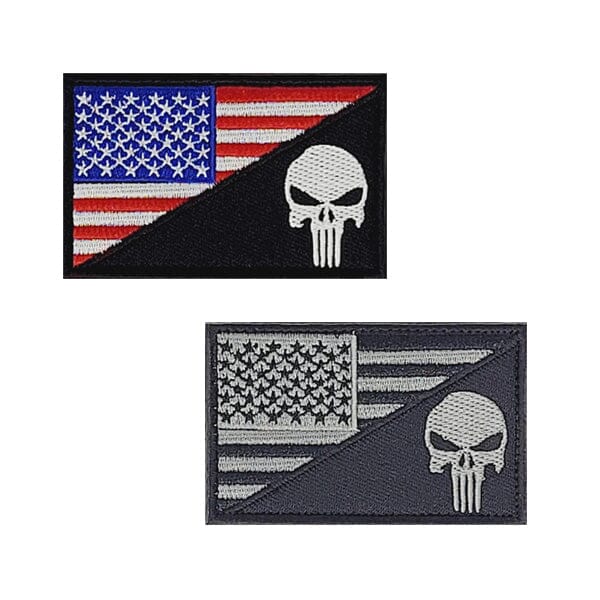 GSS - American Flag and Skull Tactical Embroidered Patch With Velcro Animals & Pet Supplies German Shepherd Shop 