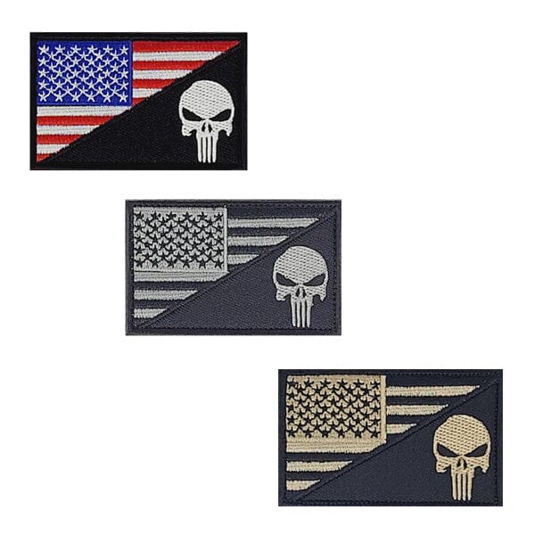 GSS - American Flag and Skull Tactical Embroidered Patch With Velcro Animals & Pet Supplies German Shepherd Shop 