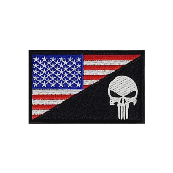 GSS - American Flag and Skull Tactical Embroidered Patch With Velcro Animals & Pet Supplies German Shepherd Shop Red White & Blue 