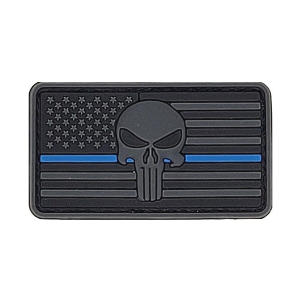 GSS - American Flag and Skull Tactical Rubber Patch With Velcro Animals & Pet Supplies German Shepherd Shop Charcoal-Thin Blue Line 