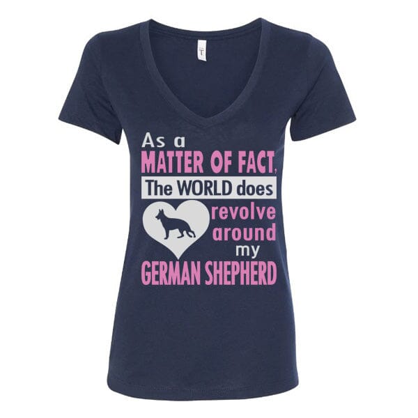 GSS - As A Matter Of Fact T-Shirts Shirts & Tops German Shepherd Shop Next Level Woman's V-Neck Navy S