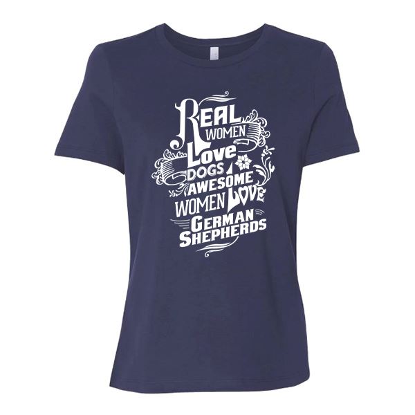 GSS - Awesome Women Love German Shepherds T-Shirts German Shepherd Shop Bella Canvas Women's Crewneck Navy S