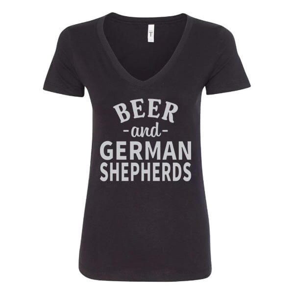 GSS - Beer and German Shepherds T-Shirts in Next Level Women's V-Neck (runs small), durable for dogs