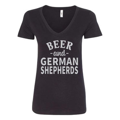 GSS - Beer and German Shepherds T-Shirts in Next Level Women's V-Neck (runs small), durable for dogs