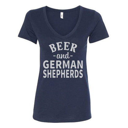 GSS - Beer and German Shepherds T-Shirts in Next Level Women's V-Neck (runs small), durable for dogs