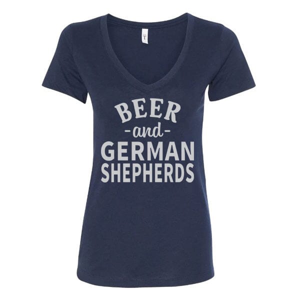 GSS - Beer and German Shepherds T-Shirts German Shepherd Shop Next Level Women's V-Neck Navy S