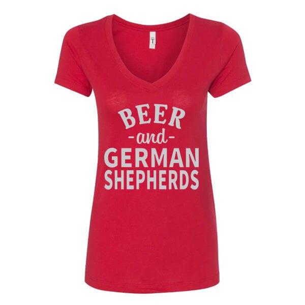 GSS - Beer and German Shepherds T-Shirts in Next Level Women's V-Neck (runs small), durable for dogs