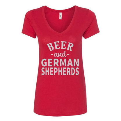GSS - Beer and German Shepherds T-Shirts in Next Level Women's V-Neck (runs small), durable for dogs